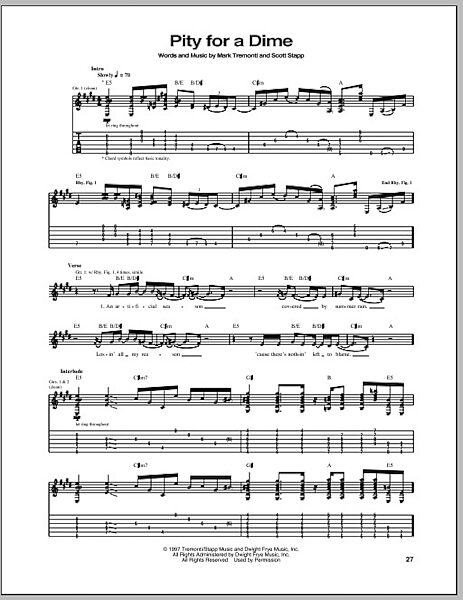 Pity For A Dime - Guitar TAB, New, Main