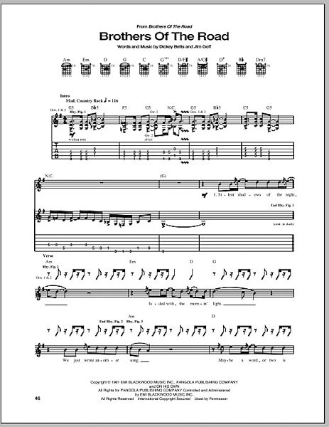 Brothers Of The Road - Guitar TAB, New, Main
