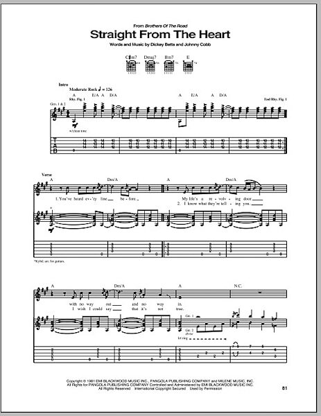 Straight From The Heart - Guitar TAB, New, Main