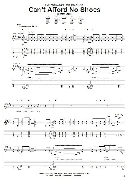 Can't Afford No Shoes - Guitar TAB, New, Main