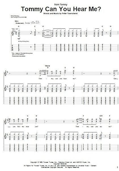 Tommy Can You Hear Me? - Guitar TAB, New, Main