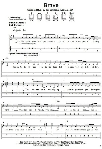 Brave - Easy Guitar with TAB, New, Main