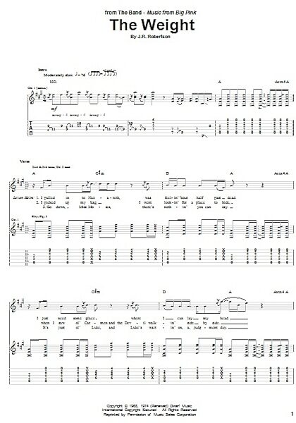 The Weight - Guitar TAB, New, Main