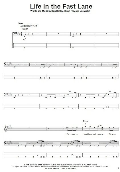 Life In The Fast Lane - Bass Tab, New, Main