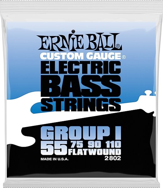 Ernie Ball P02802 Flatwound Group I Bass Strings (55-110), New, Action Position Back
