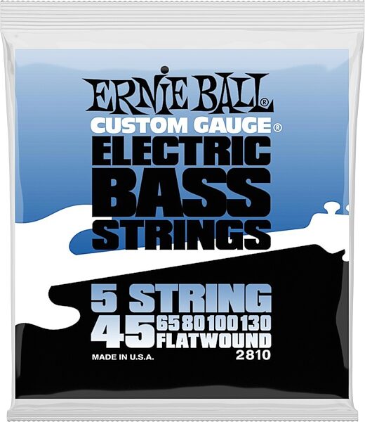 Ernie Ball P02810 Flatwound 5-String Electric Bass Strings (45-130), New, Action Position Back