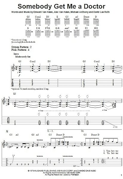 Somebody Get Me A Doctor - Easy Guitar with TAB, New, Main