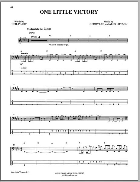 One Little Victory - Bass Tab, New, Main