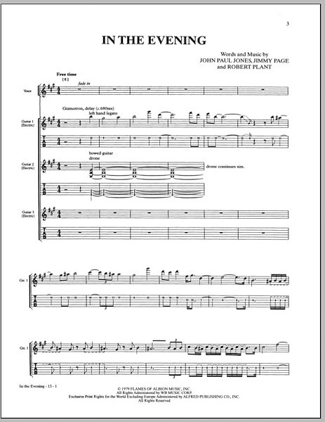 In The Evening - Guitar TAB, New, Main