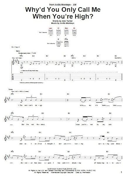Why'd You Only Call Me When You're High? - Guitar TAB, New, Main