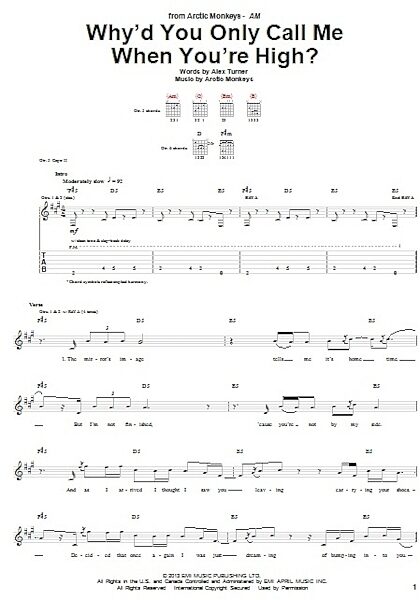 Why D You Only Call Me When You Re High Guitar Tab Zzounds
