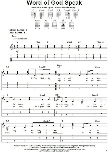 Word Of God Speak - Easy Guitar with TAB, New, Main