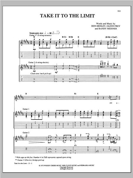 Take It To The Limit - Guitar TAB, New, Main