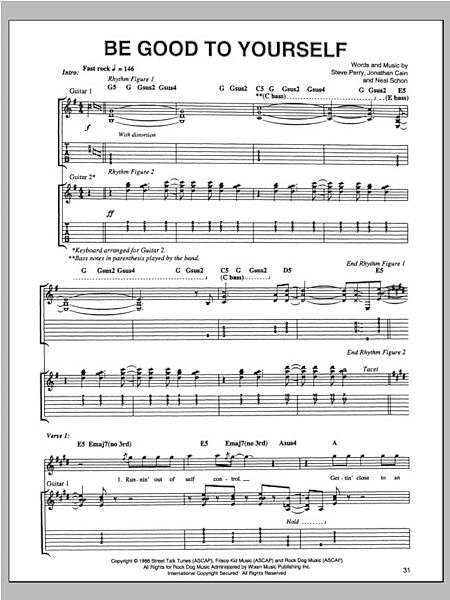 Be Good To Yourself - Guitar TAB, New, Main