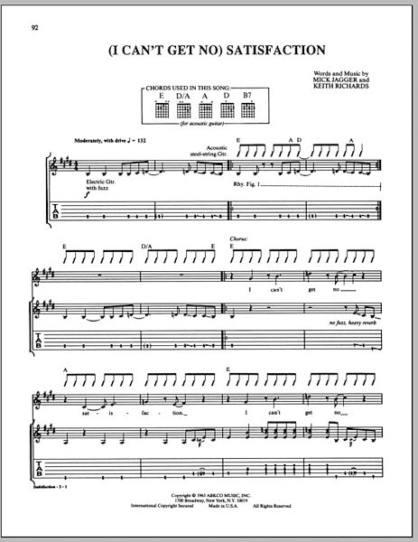 (I Can't Get No) Satisfaction - Guitar TAB, New, Main
