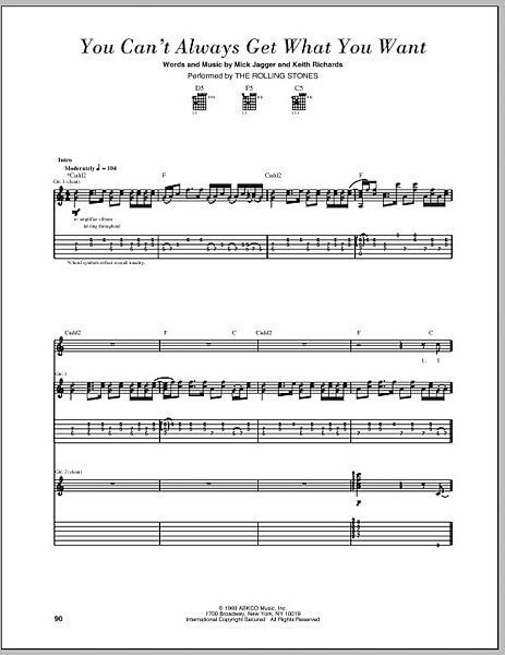 You Can't Always Get What You Want - Guitar TAB, New, Main