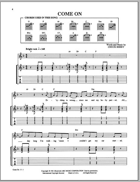 Come On - Guitar TAB, New, Main