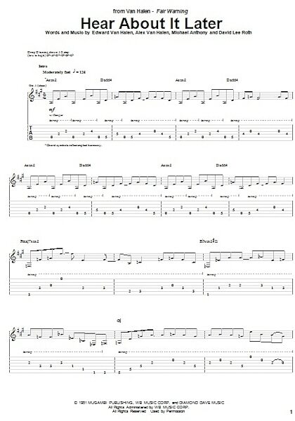 Hear About It Later - Guitar TAB, New, Main
