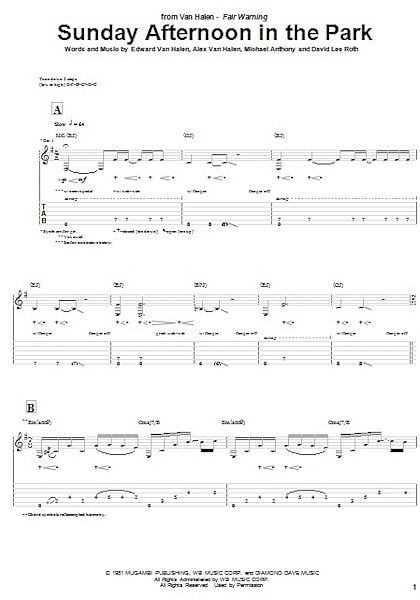 Sunday Afternoon In The Park - Guitar TAB, New, Main