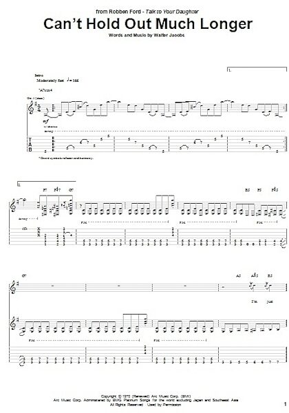 Can't Hold Out Much Longer - Guitar TAB, New, Main