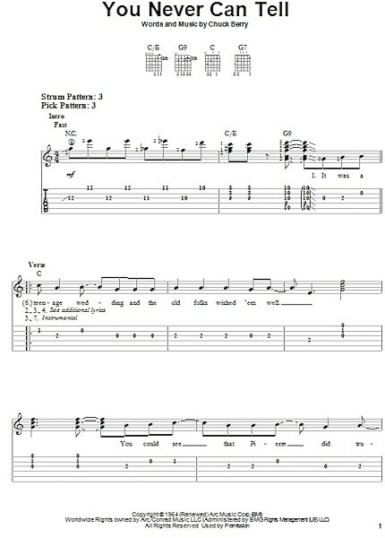 You Never Can Tell - Easy Guitar with TAB, New, Main