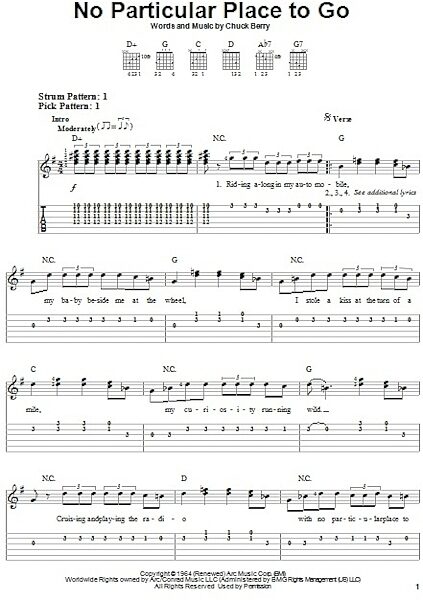 No Particular Place To Go - Easy Guitar with TAB, New, Main
