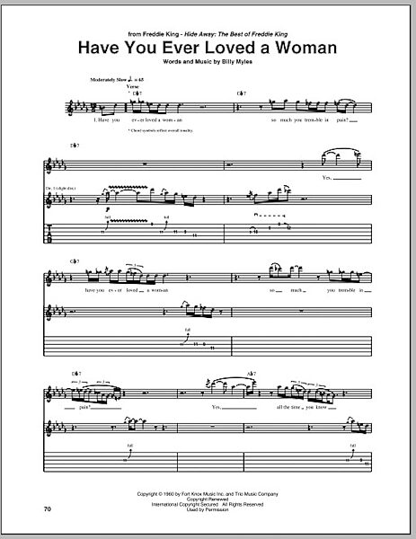 Have You Ever Loved A Woman - Guitar TAB, New, Main