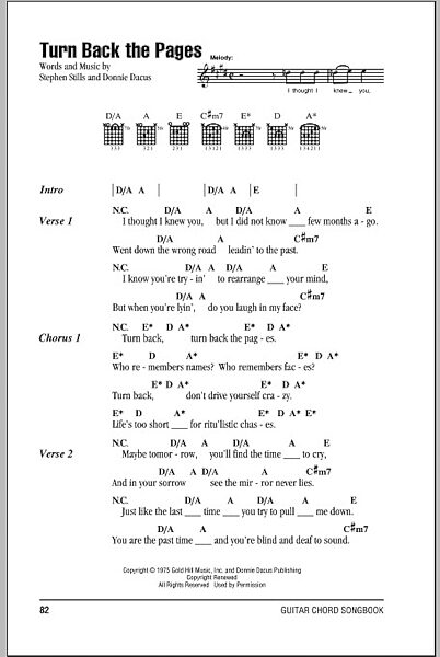 Turn Back The Pages Guitar Chords Lyrics Zzounds