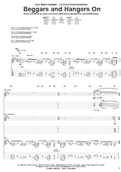 Beggars And Hangers On - Guitar TAB, New, Main