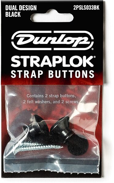 Dunlop Dual Design Straplok Strap Button Set, Black, Action Position Back