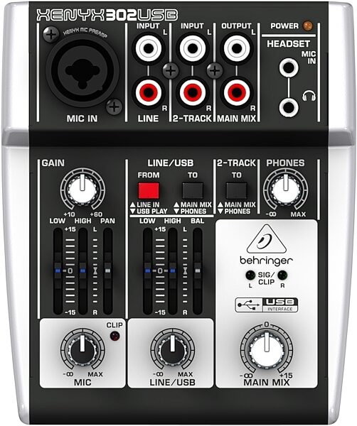 Behringer 302USB USB Audio Mixer and Interface, Top