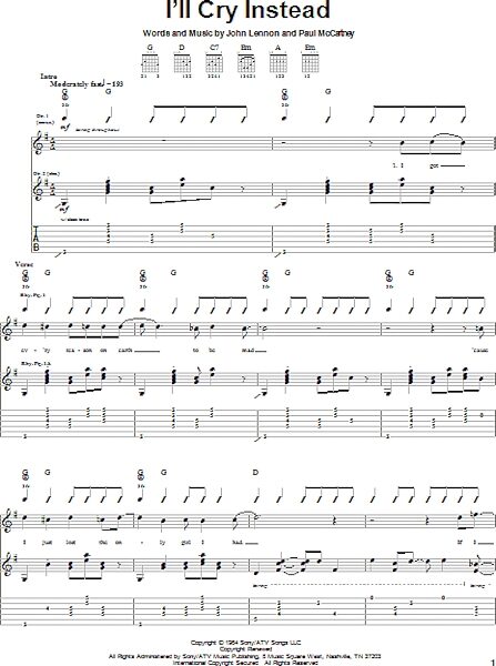 I'll Cry Instead - Guitar TAB | zZounds