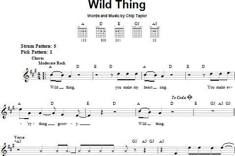 wild thing guitar sheet music