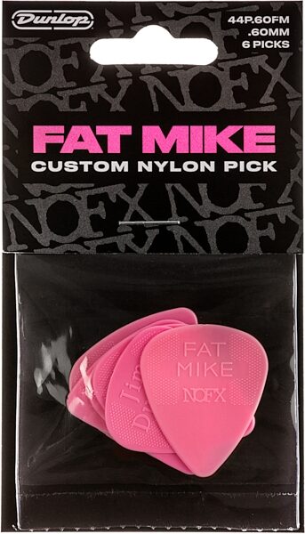 Dunlop Fat Mike Custom Nylon Guitar Pick, 44P060FM, Action Position Back