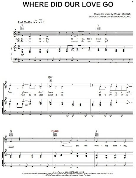 Where Did Our Love Go - Piano/Vocal/Guitar | zZounds