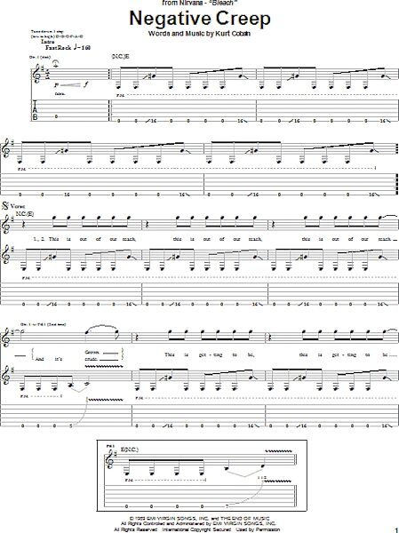 Negative Creep - Guitar TAB | zZounds