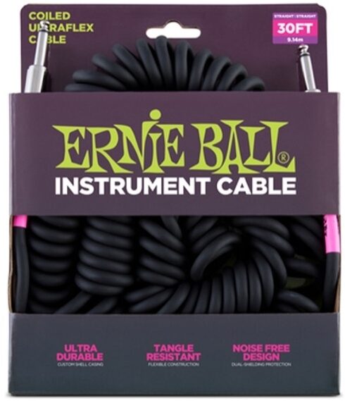 Ernie Ball Coiled Instrument Cable, 30', Main