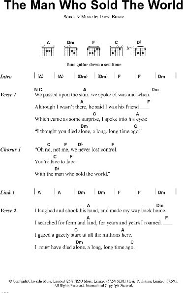 The Man Who Sold The World Guitar Chords Lyrics Zzounds