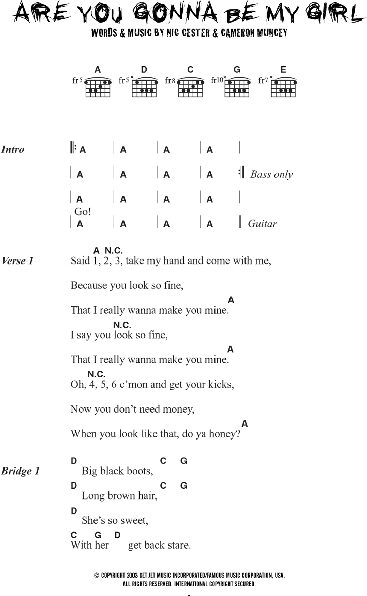 Are You Gonna Be My Girl Guitar Chords Lyrics Zzounds