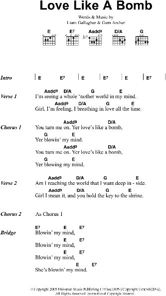 Love Like A Bomb Guitar Chords Lyrics Zzounds