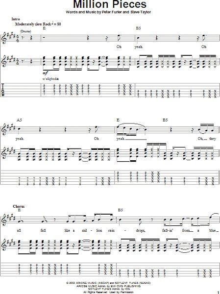 Million Pieces Guitar Tab Play Along ZZounds