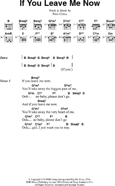 If You Leave Me Now Guitar Chords Lyrics Zzounds