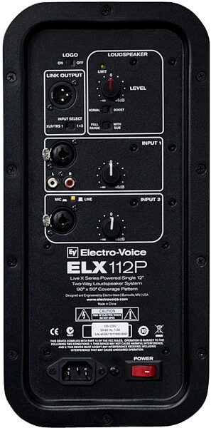 Electro-Voice ELX112P Live X Powered 2-Way Speaker (1000 Watts, 1x12"), Rear Panel
