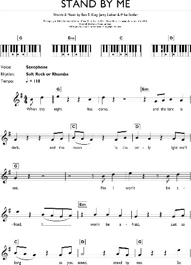 Stand By Me Piano Chords Lyrics Zzounds