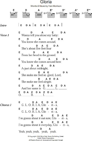 Gloria Guitar Chords Lyrics Zzounds