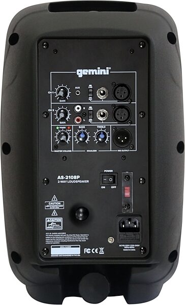 Gemini AS-2108P Powered Loudspeaker, New, Rear detail Back