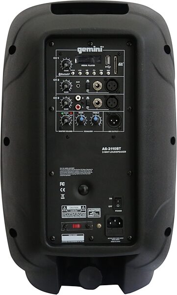 Gemini AS-2110BT Powered Bluetooth Loudspeaker, New, Rear detail Back