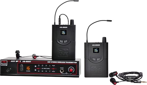 Galaxy Audio AS-950-2 Wireless In-Ear Monitor Twin Pack, Band N (518-542 MHz), 2-Pack, Action Position Front