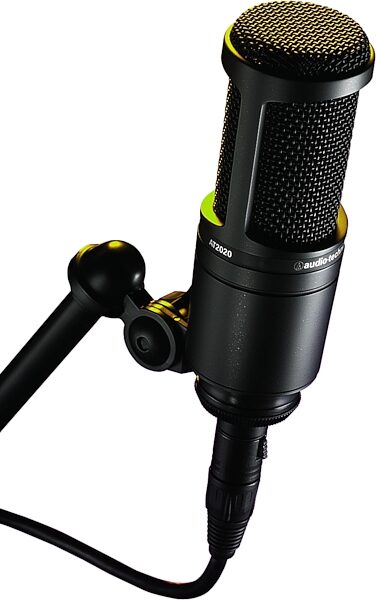 Audio-Technica AT2020 Studio Microphone, Black, Side View 2
