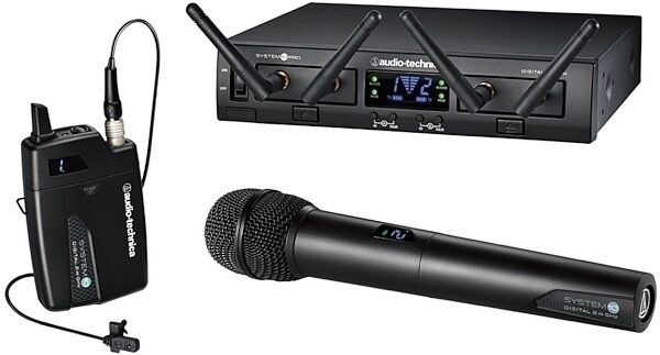 Audio-Technica ATW-1312/L Digital Dual Combination Wireless Lavalier and Handheld Microphone System, New, Main
